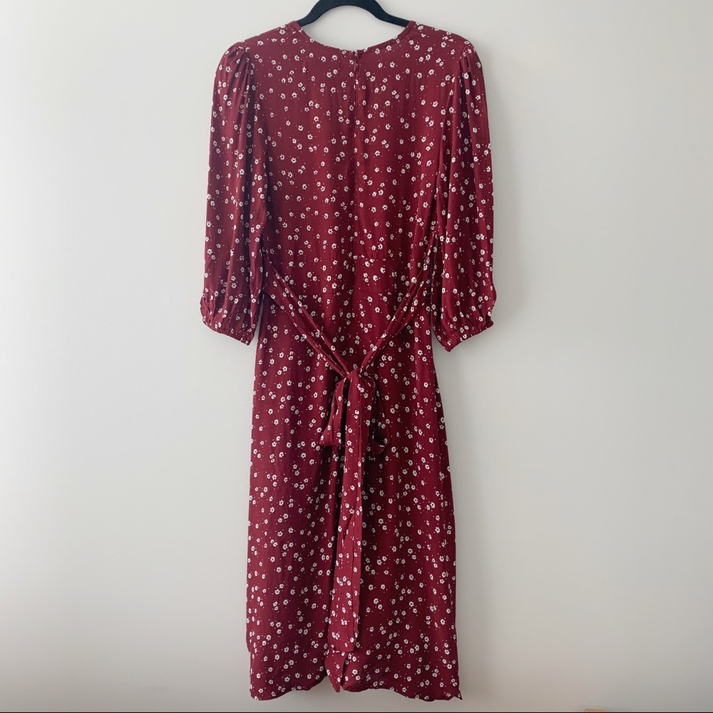 Faithfull the Brand Wine Midi Dress with Cream Dot Print - Picture 5 of 9